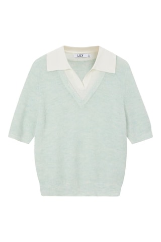 Pull en laine de mouton et alpaga Ciel