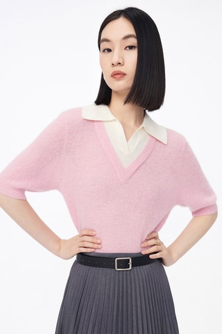 Pull en laine de mouton et alpaga Rose