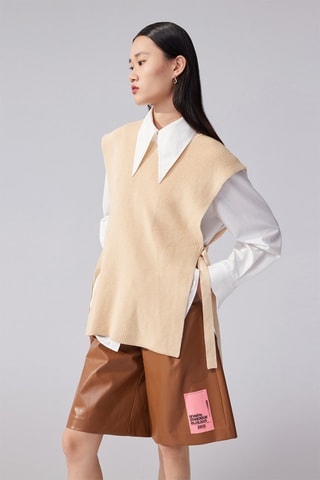 Pull sans manches Beige