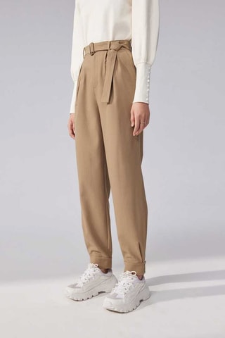 Pantalon carotte taille haute Bronze