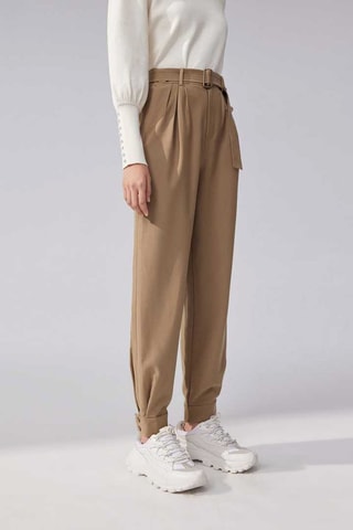 Pantalon carotte taille haute Bronze