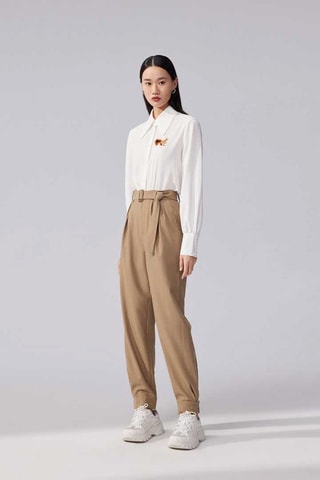 Pantalon carotte taille haute Bronze