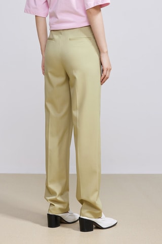Pantalon slim taille haute en laine de mouton - Vert