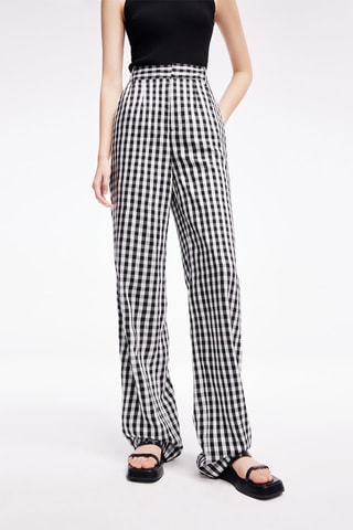 Pantalon droit taille haute - Blanc et noir