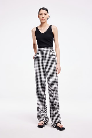 Pantalon droit taille haute - Blanc et noir