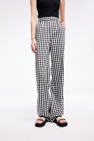Pantalon droit taille haute - Blanc et noir