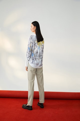 Pantalon droit taille haute Beige clair