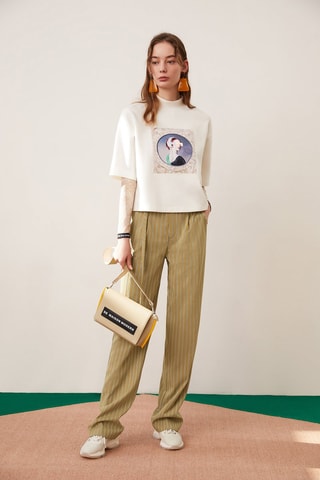 Pantalon droit Beige