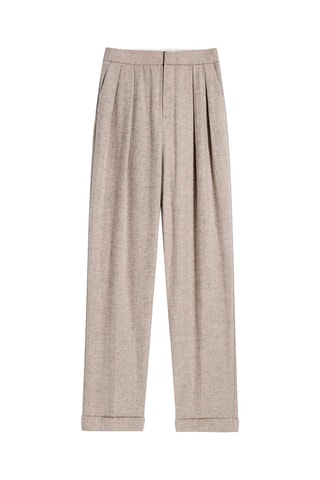 Pantalon casual en laine de mouton - Ecru