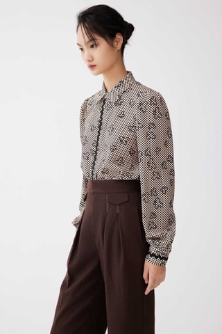 Pantalon wide legs taille haute Café