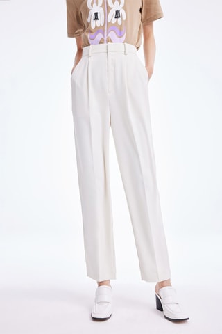 Pantalon droit taille haute - Blanc
