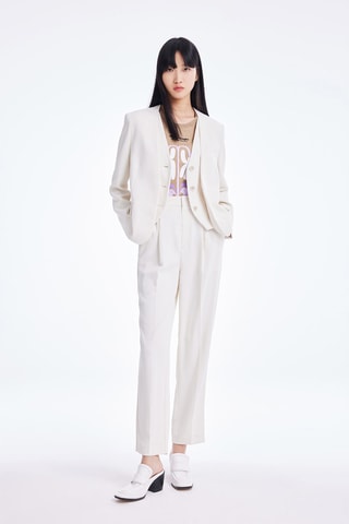 Pantalon droit taille haute - Blanc