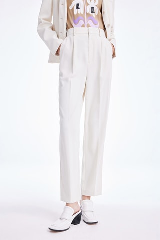 Pantalon droit taille haute - Blanc