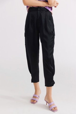 Pantalon cargo 7/8 taille haute - Noir