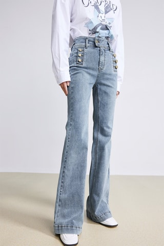 Jean flare taille haute - Bleu clair