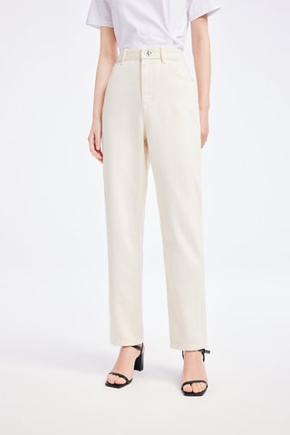 Jean slim taille haute - Ecru