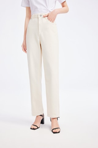 Jean slim taille haute - Ecru