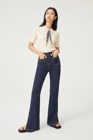 Jean bootcut taille haute - Bleu foncé