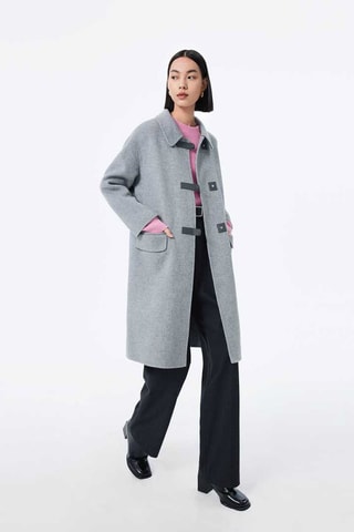Manteau en laine et poils de chameau Gris chiné