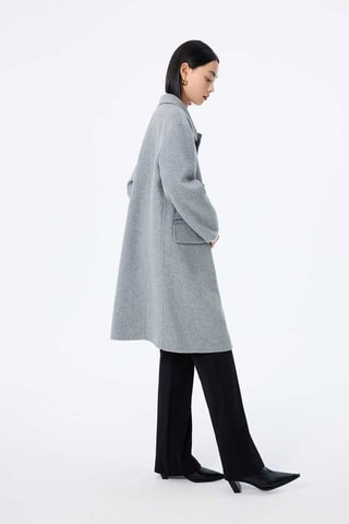 Manteau en laine et poils de chameau Gris chiné