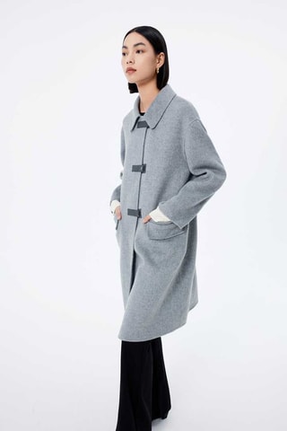Manteau en laine et poils de chameau Gris chiné