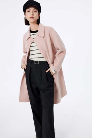 Manteau en laine et poils de chameau Rose
