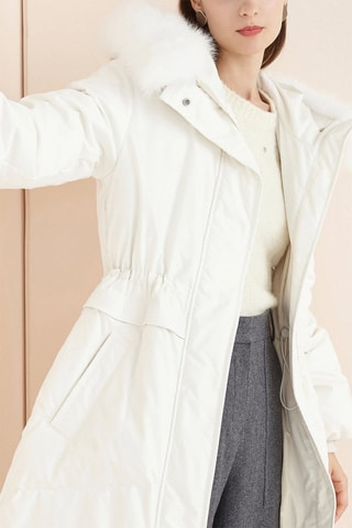 Parka à capuche avec fourrure de renard Ecru