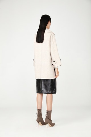 Manteau en laine de mouton Beige et blanc