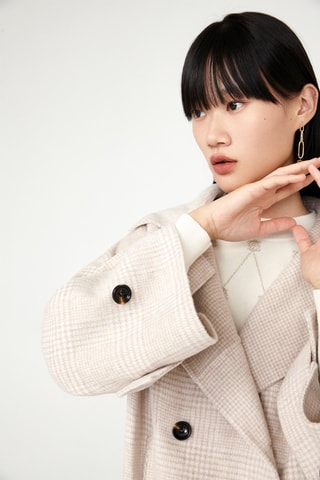 Manteau en laine de mouton Beige et blanc