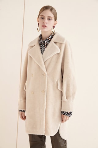 Manteau en laine de mouton Sable