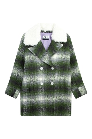 Manteau en laine de mouton Vert olive et écru