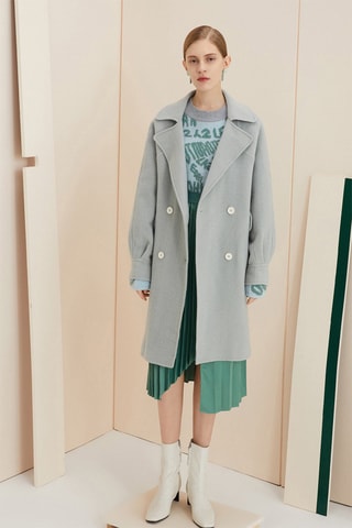 Manteau en laine de mouton Bleu-gris