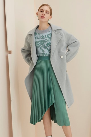Manteau en laine de mouton Bleu-gris
