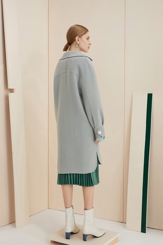 Manteau en laine de mouton Bleu-gris