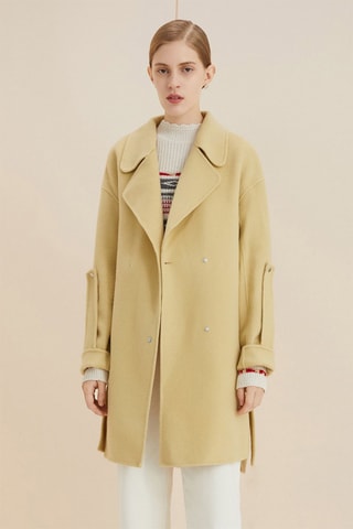 Manteau en laine de mouton Jaune clair
