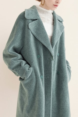 Manteau en laine de mouton Bleu canard