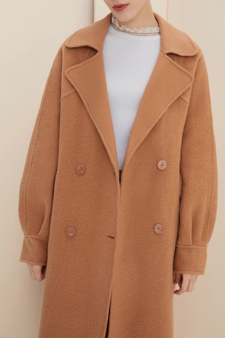 Manteau en laine de mouton Marron