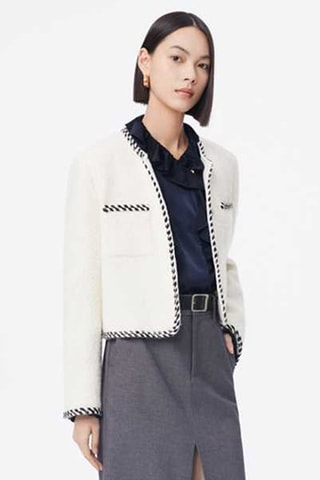 Veste en laine Ecru et noir