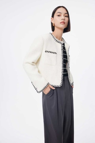 Veste en laine Ecru et noir