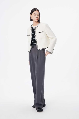 Veste en laine Ecru et noir