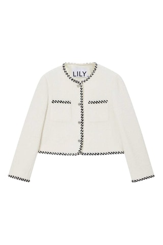 Veste en laine Ecru et noir
