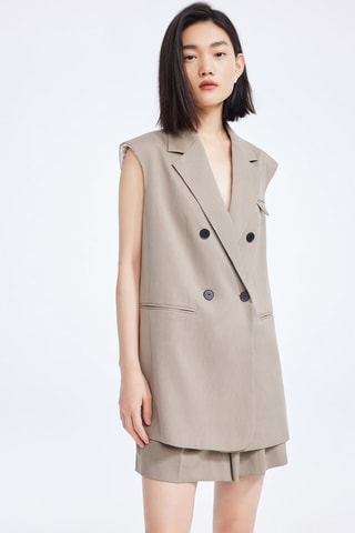 Mouwloos Blazer - Bruin