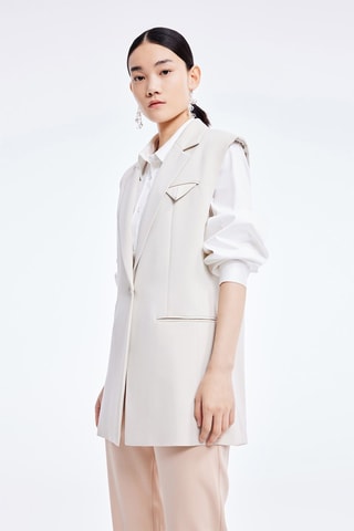Mouwloos Blazer - Beige