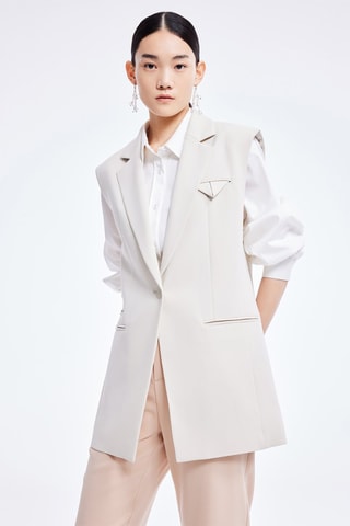 Mouwloos Blazer - Beige