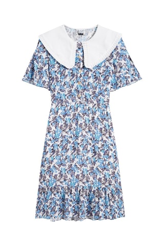 Robe droite - Blanc et bleu clair