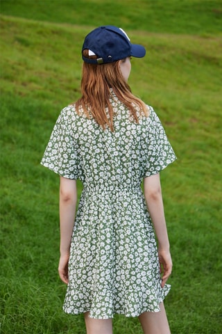 Robe chemise - Vert olive et blanc