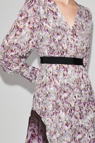 Robe midi - Blanc et fuchsia