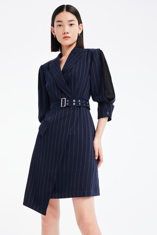 Vestido traçado - Azul-marinho