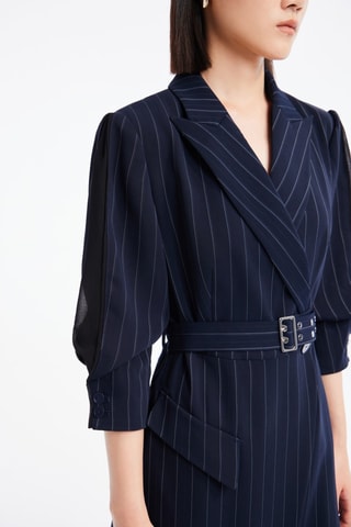 Vestido traçado - Azul-marinho