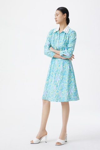 Robe trapèze - Bleu clair et vert clair